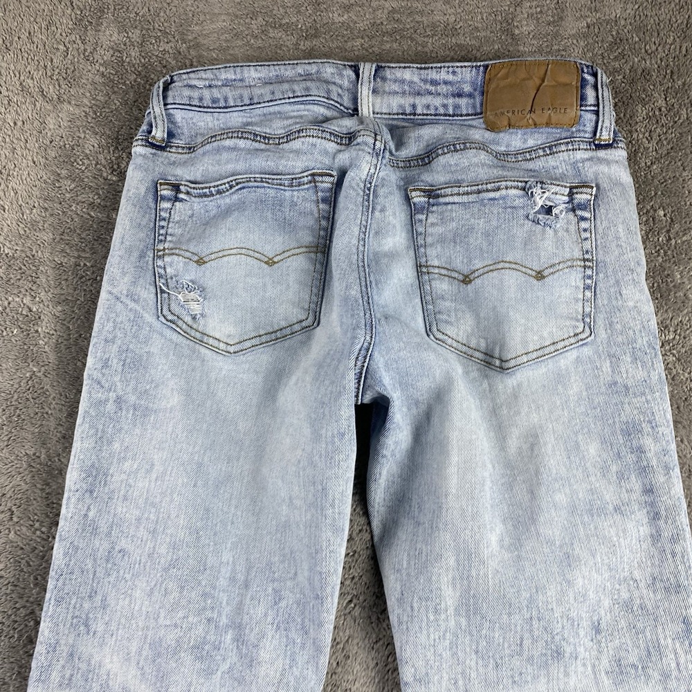 American Eagle Flex Skinny Jeans Mens 30x30 Blue Light Wash Distressed - Picture 14 of 16